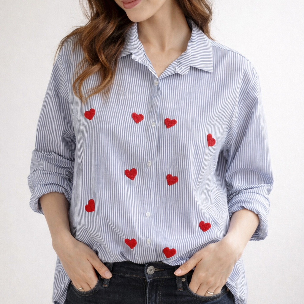 Stripe Heart Shirt Red