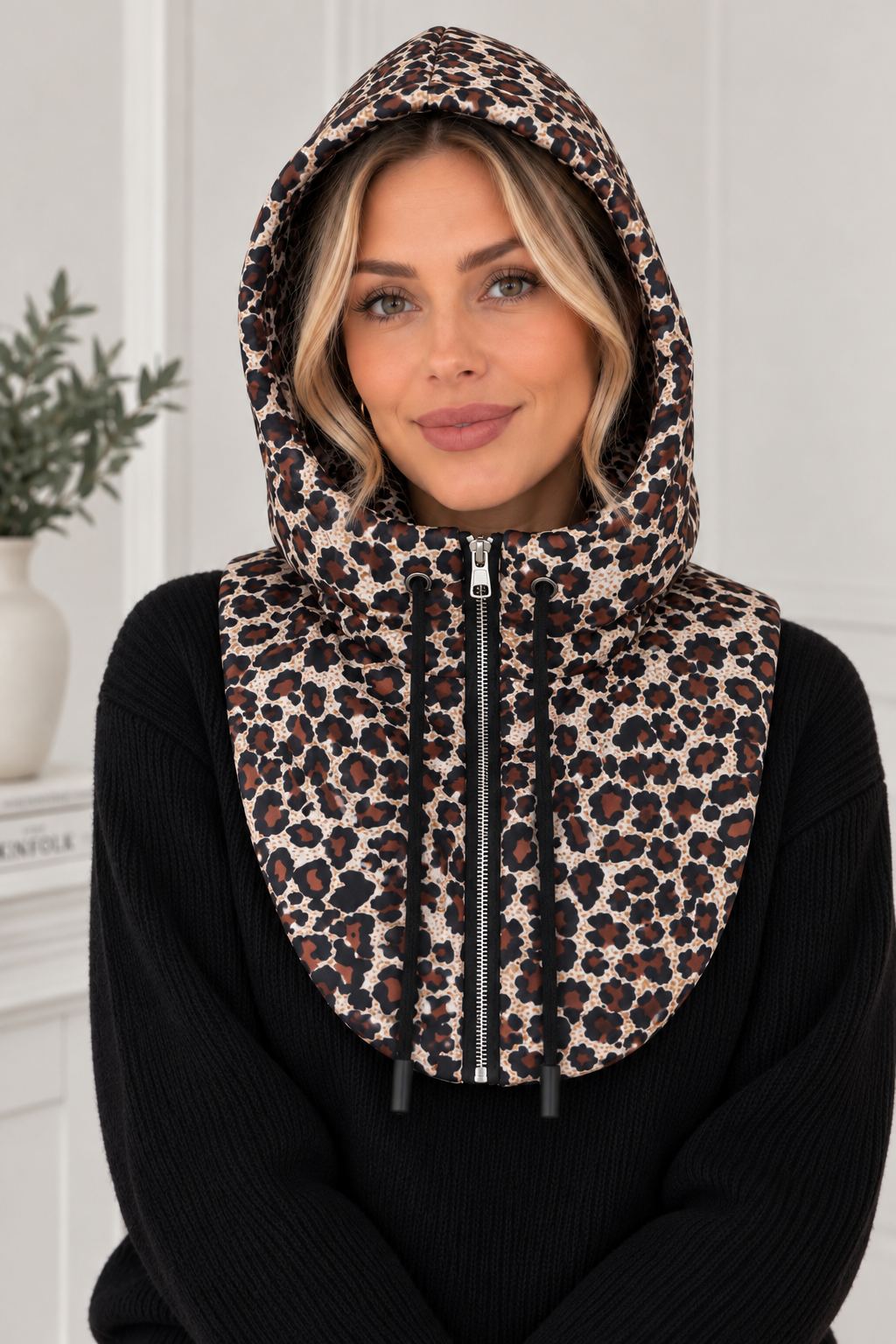 Leopard Padded Hooded Snood