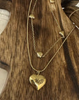Layered Heart Necklace Gold Personalised