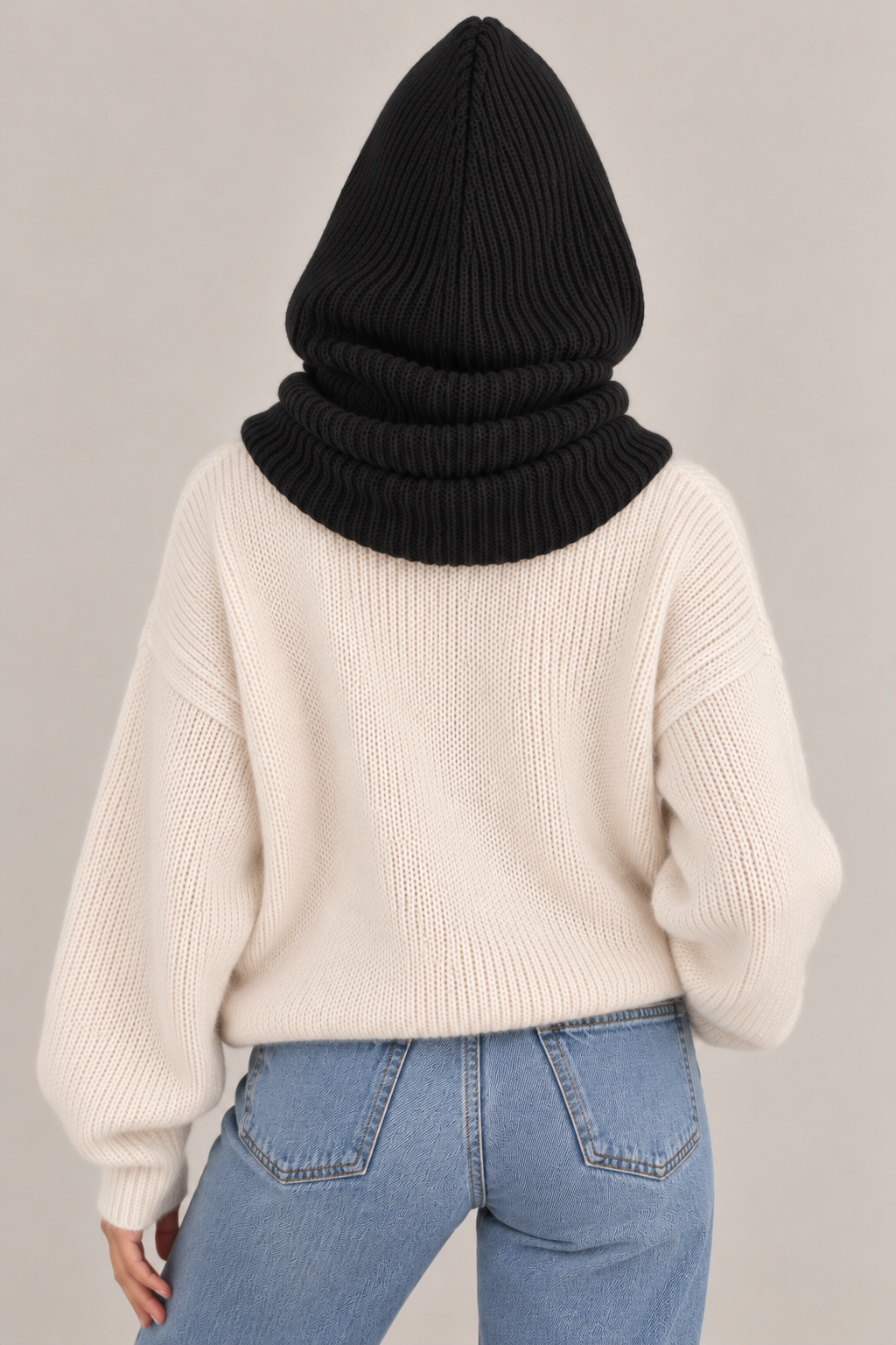 Knit Hooded Snood Black