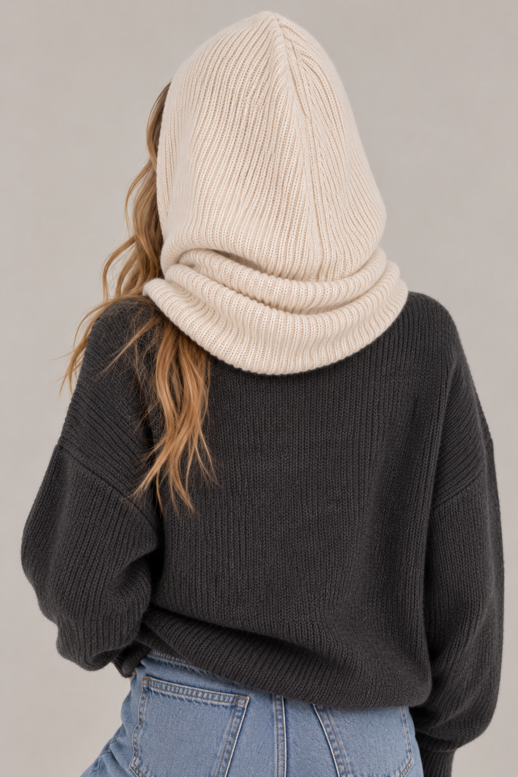 Knit Hooded Snood Cream