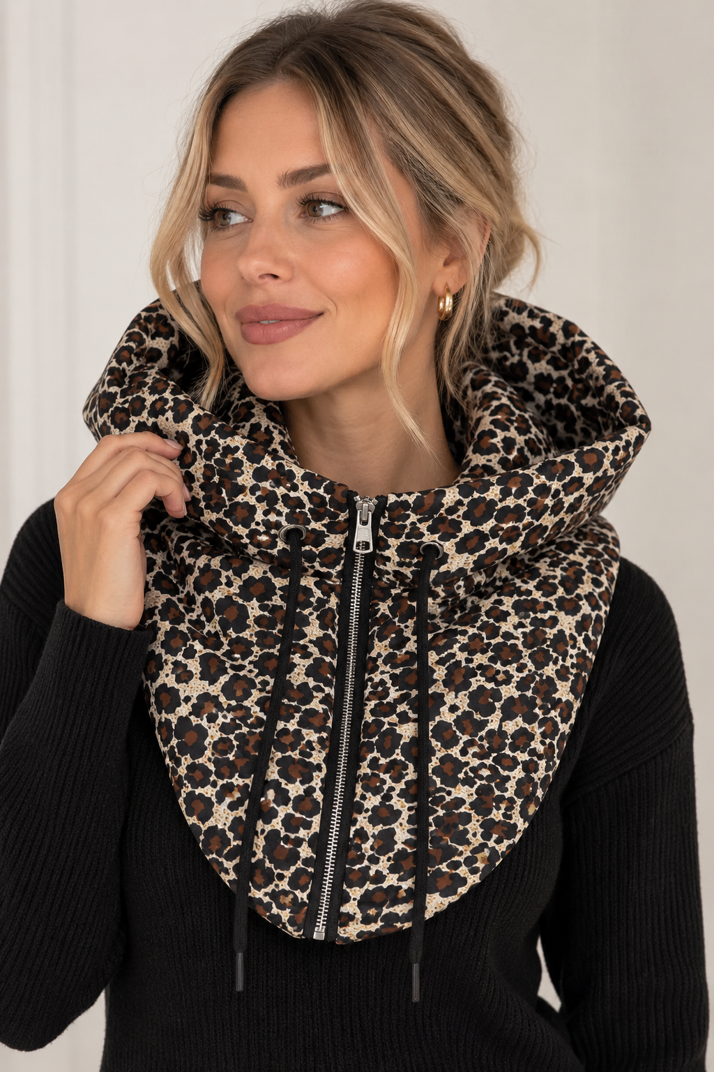 Leopard Padded Hooded Snood