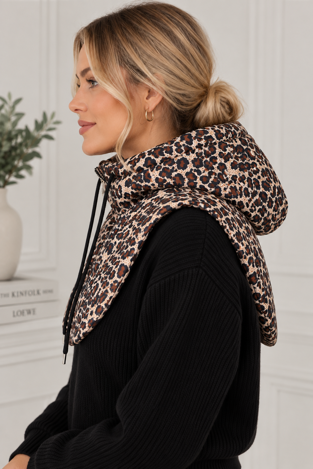 Leopard Padded Hooded Snood