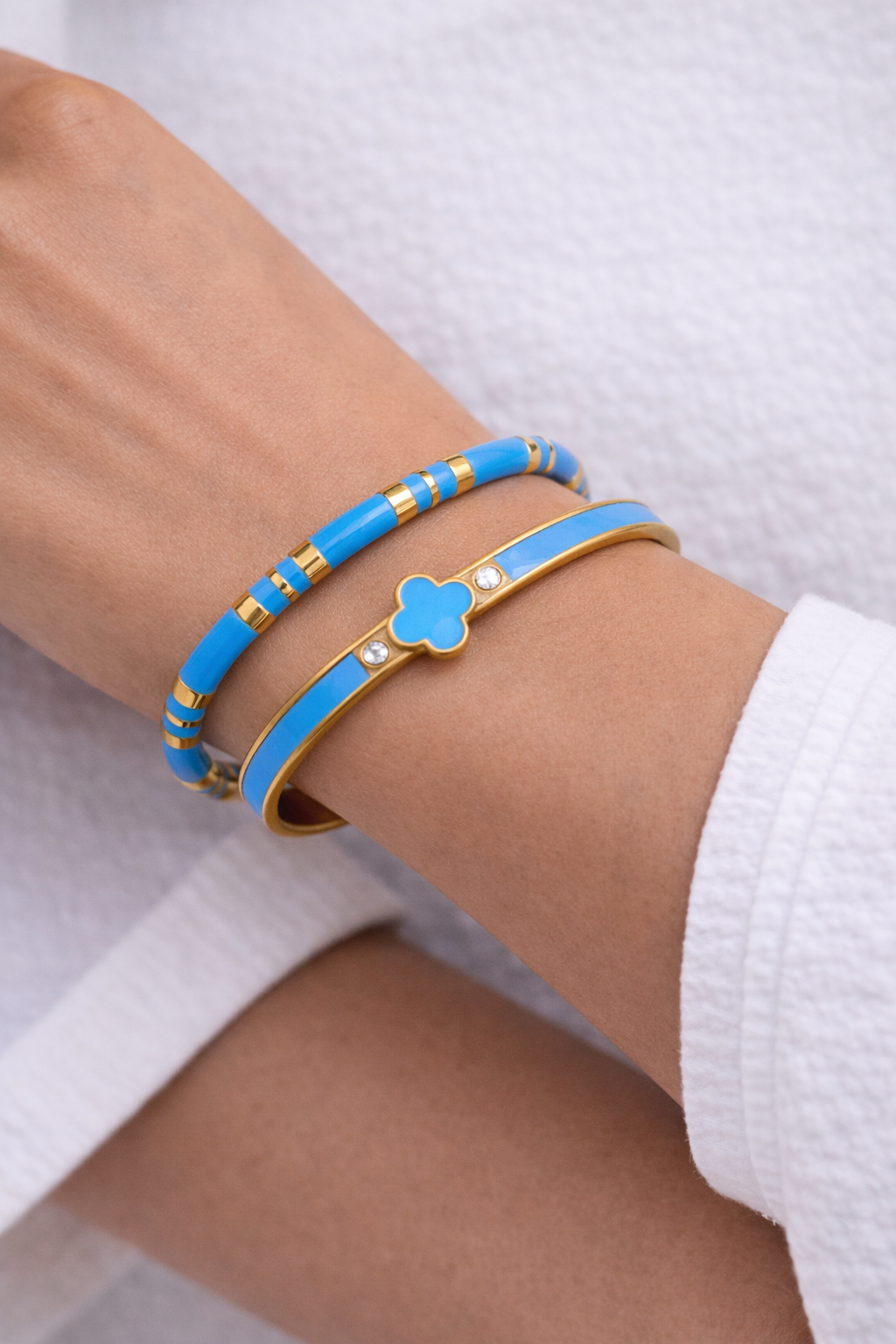 Blue &amp; Gold Stack Bracelet Set