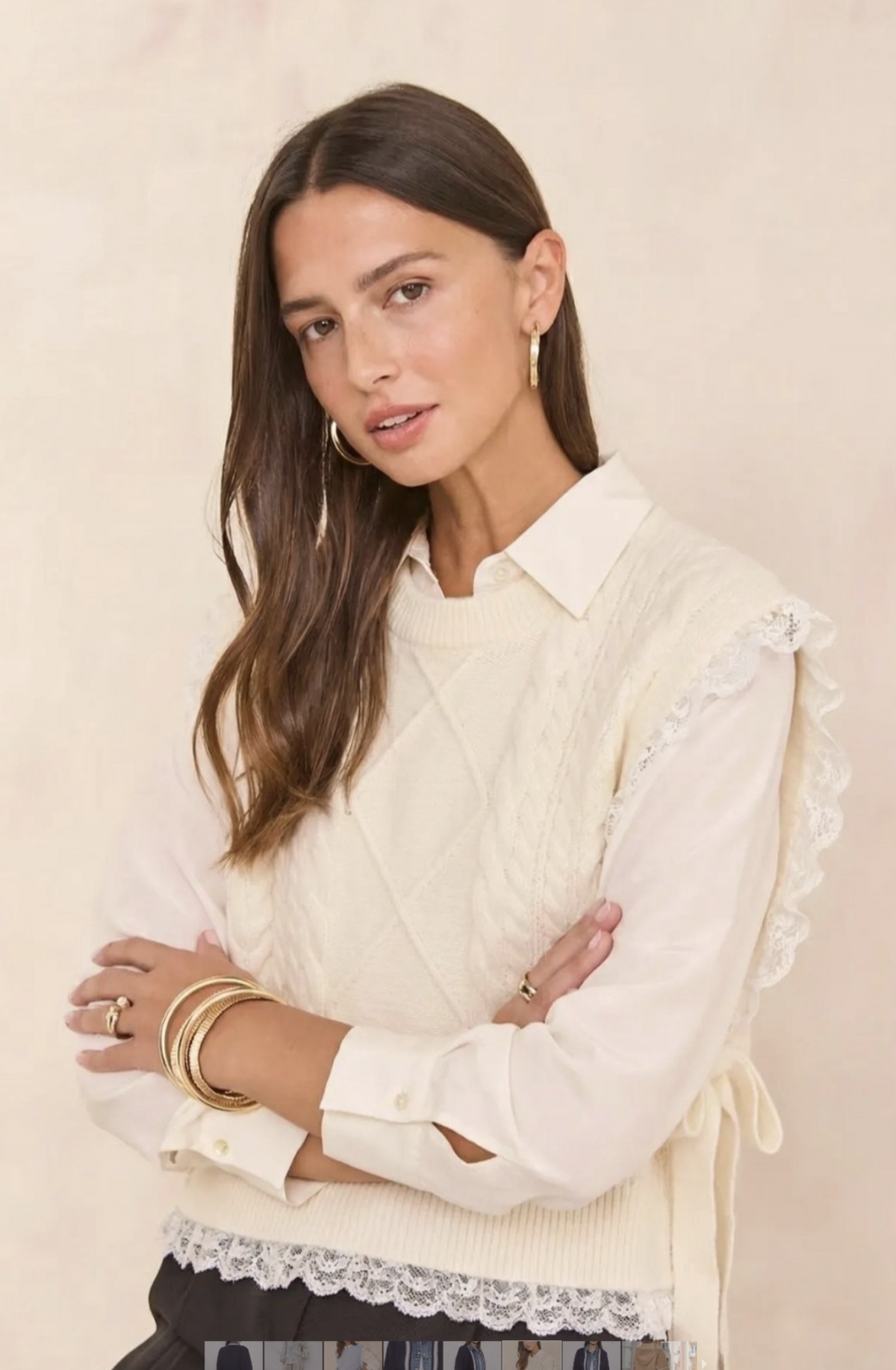 Lottie Knit Open Jumper Cream